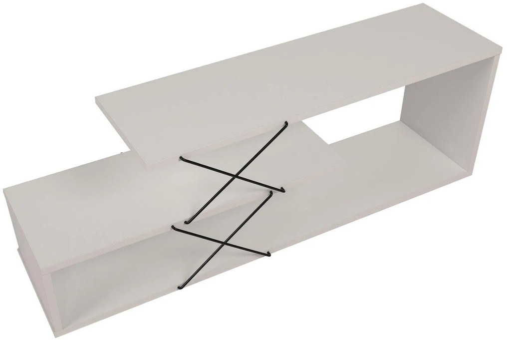 COMODA TV Zigzag, Alb - Gri - Galben - Stejar - Maro, 120 x 40 x 30 cm