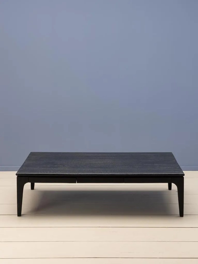 Măsuță de cafea din lemn de mango, negru, finisaj satinat, 142×76×38 cm, „Upsilon"