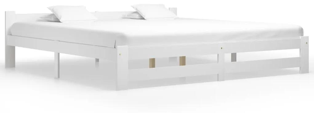 Cadru de pat, alb, 200 x 200 cm, lemn masiv de pin