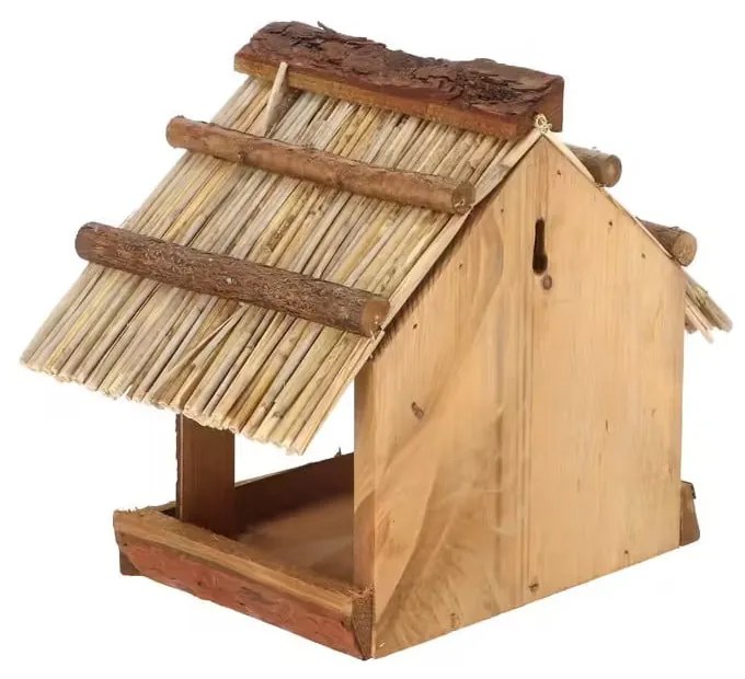 Suport pentru hrănit păsări cu acoperiș din paie Esschert Design, înălțime 22,8 cm
