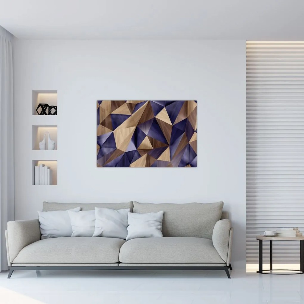 Tablou - 3D triunghiuri de lemn (90x60 cm)