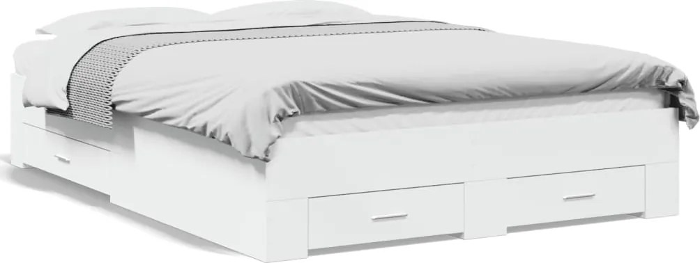 vidaXL Cadru de pat cu sertare, alb, 120x200 cm, lemn prelucrat