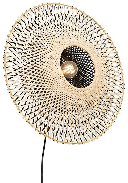 Lampă de perete orientală din bambus 50 cm cu priză - Rina