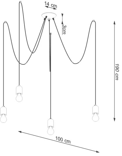Lustră pe cablu Sollux SL.1161 NESO 5xE27/15W/230V beton