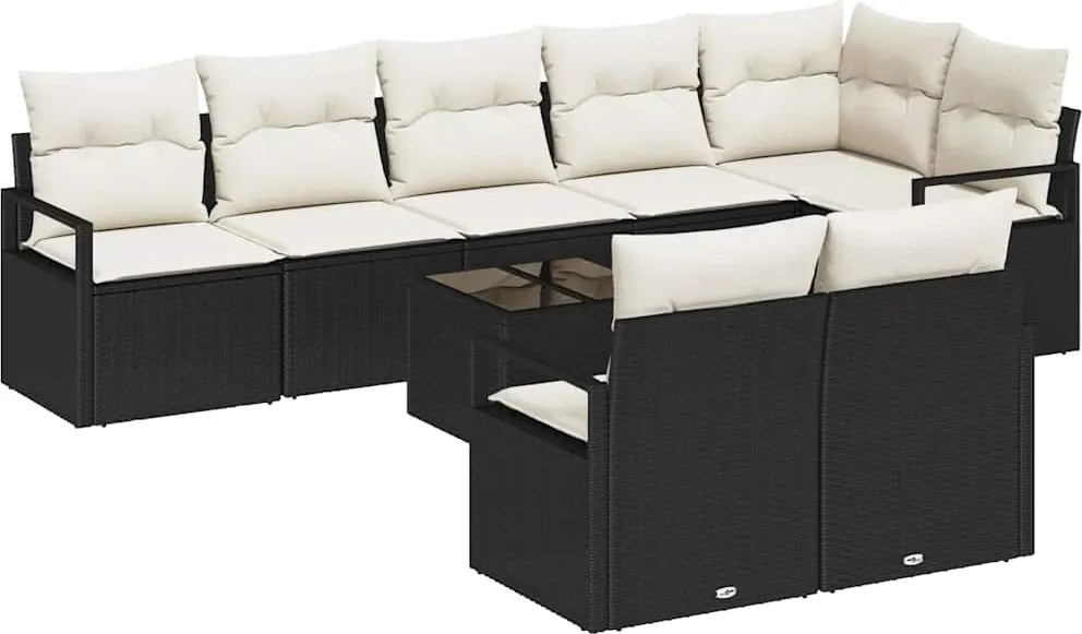 vidaXL Set de canapele pentru grădină 9 pcs Maro și Crem poliratan