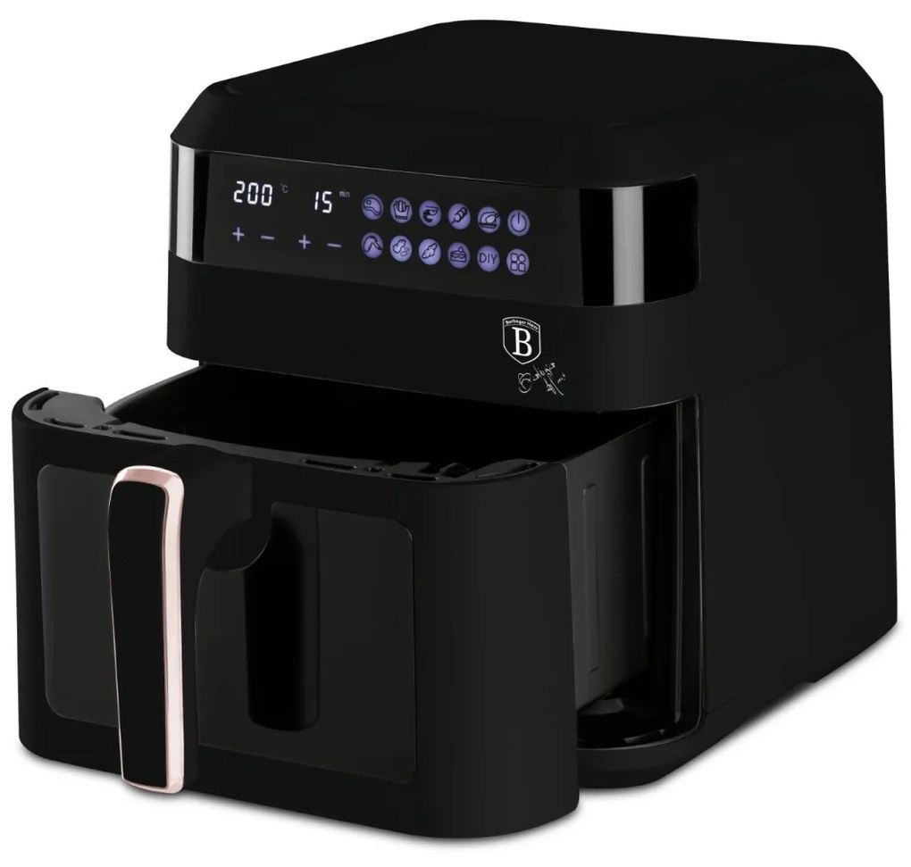 Friteuza cu aer cald, airfryer, capacitate 6.3 L Black Rose Berlinger Haus BH 9446