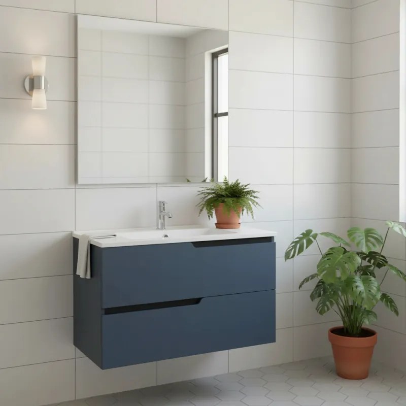 Mobilier pentru lavoar incastrat Fluminia Bari 80 bleumarin