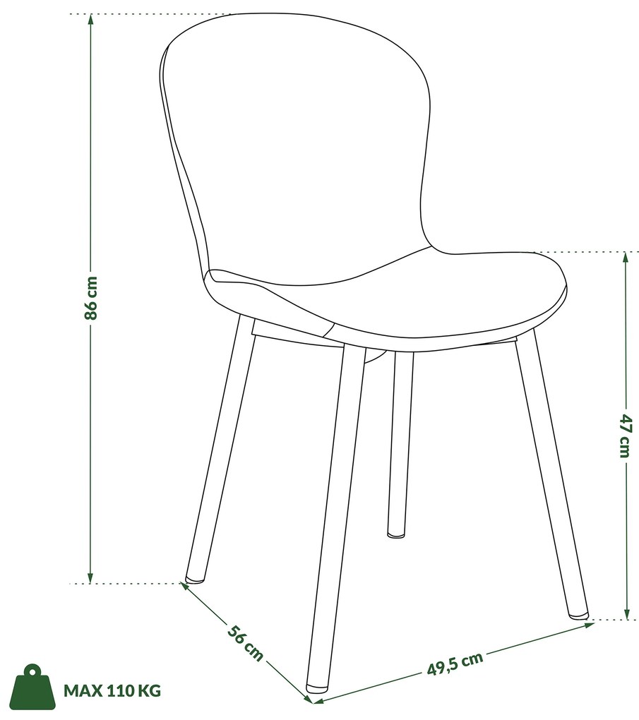 MAZZONI EXPORT FIORA Bej (material Apia 453)/cadru negru – SCAUN MODERN TAPITAT DIN CHENILLE PENTRU LIVING/BUCĂTĂRIE