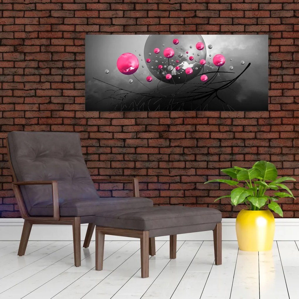 Tabloul cu bile abstracte roz (120x50 cm)