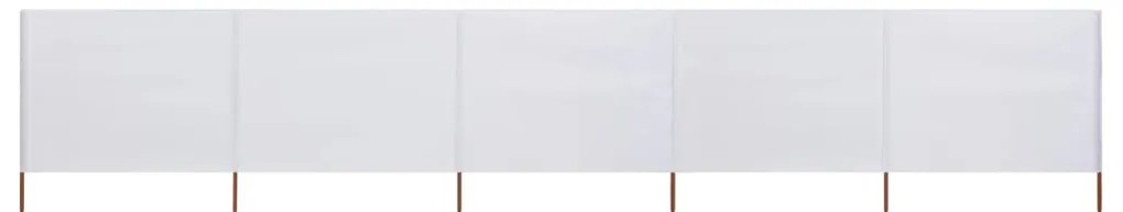 vidaXL Paravan anti-vânt cu 5 panouri alb nisipiu 600 x 160 cm textil