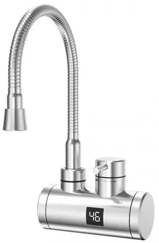 Robinet electric incalzire apa instant ELITE EHSD-2585, Metal, Rotatie 360°, Montare pe perete, Afisaj digital, IPX4, Argintiu