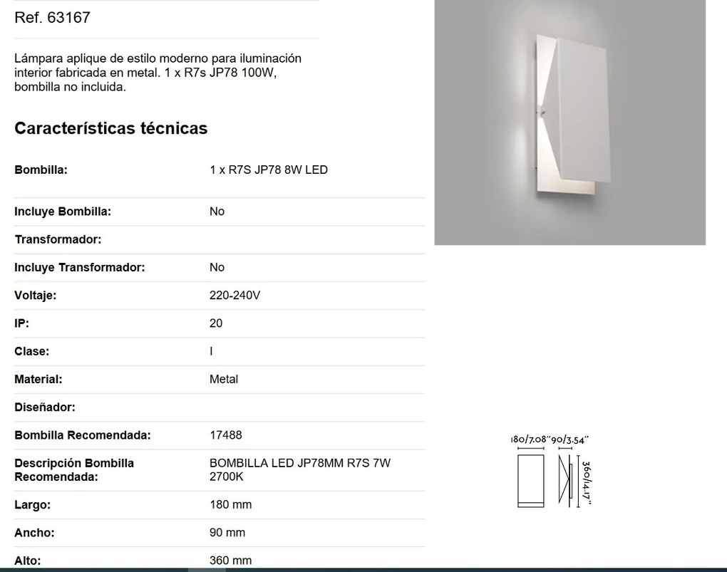 Aplica de perete Homs 63167