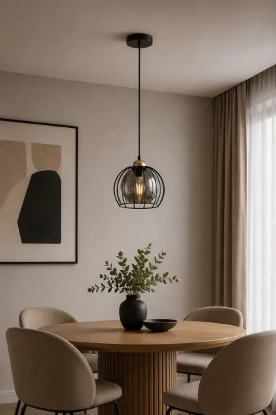 Lustră pe cablu SOLO BLACK 1xE27/60W230V neagră/aurie
