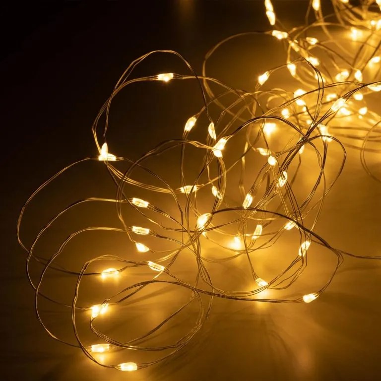 Lanț luminos cu temporizator - 200 LED, alb cald