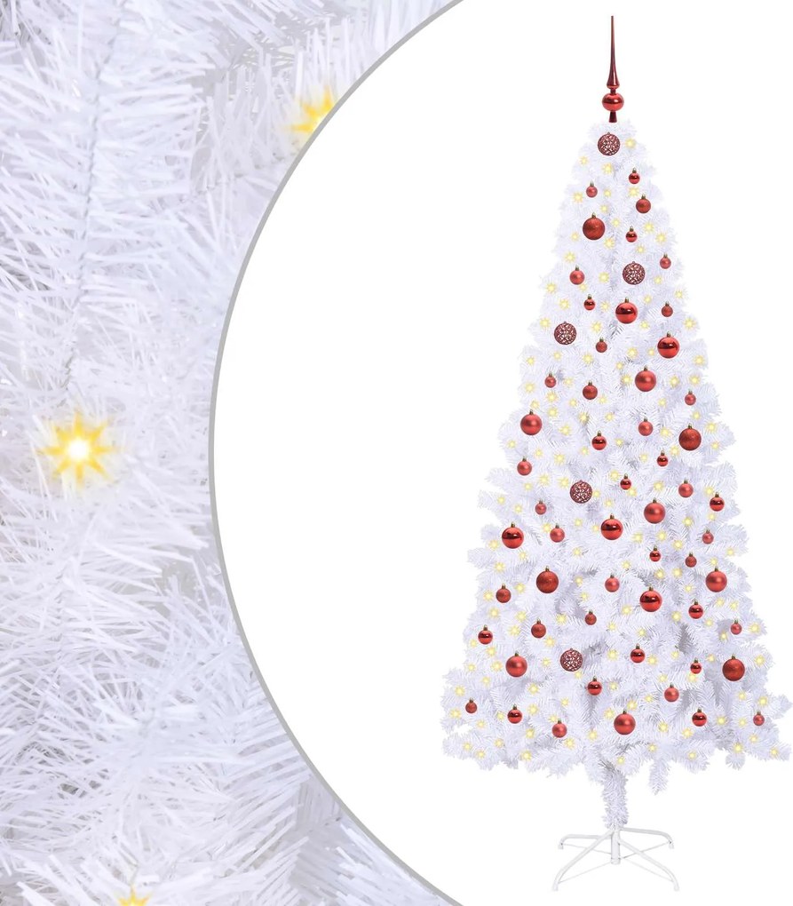 vidaXL Brad de Crăciun artificial cu 300 LED Alb 210 cm PVC și Oțel