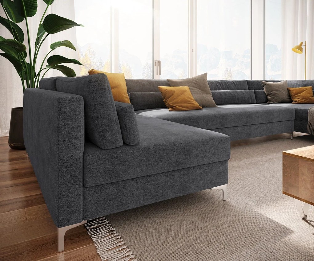 Colțar modular in forma de U Julio Grafit 400x185 cm