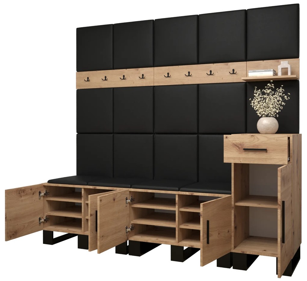 Set mobilier pentru hol Amanda 8 (Stejar artisan + roz). 1085921