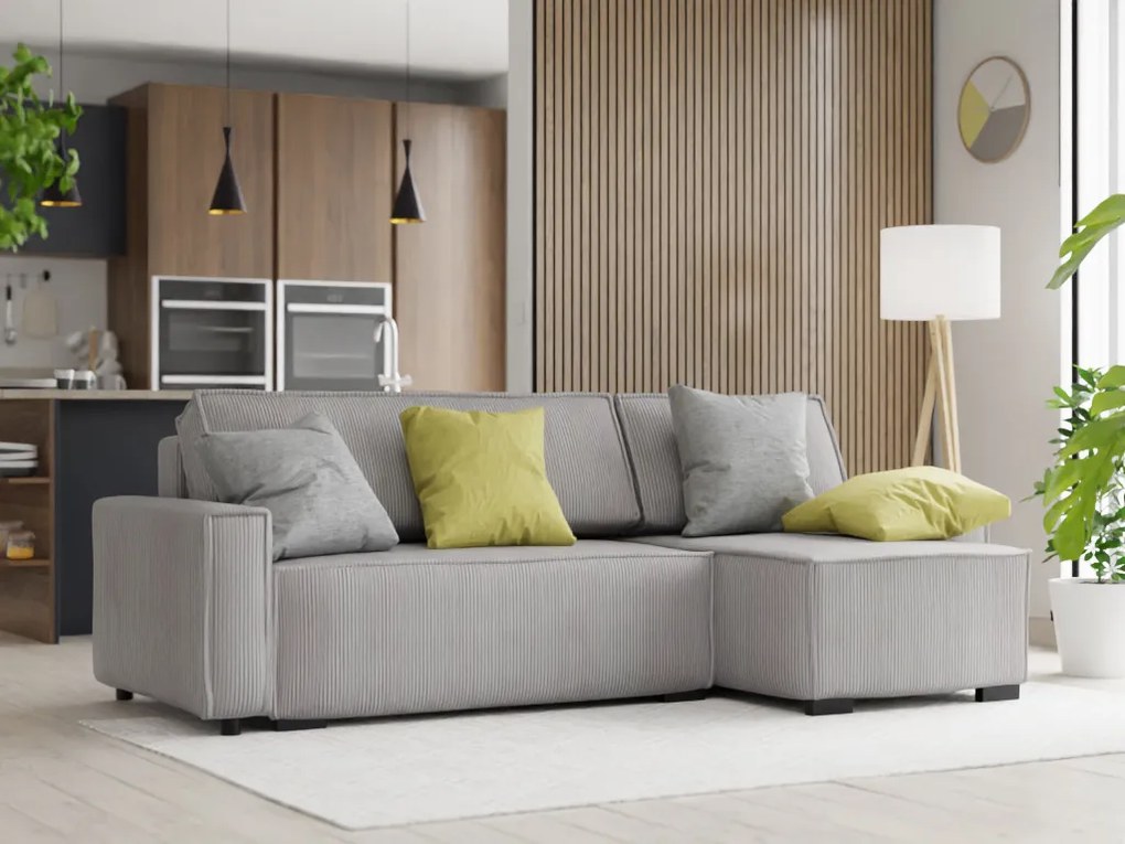Canapea extensibila cu colt bilateral Culoare Gri Deschis, SMART