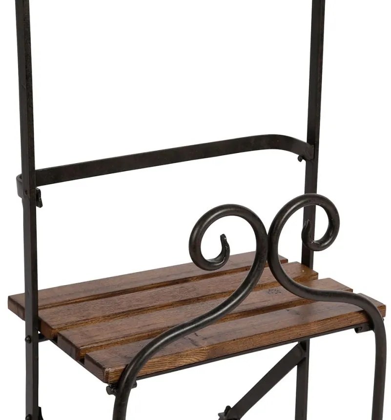 Suport de haine pliabil din lemn de pin si metal, alb, H133 cm, Bois Cire