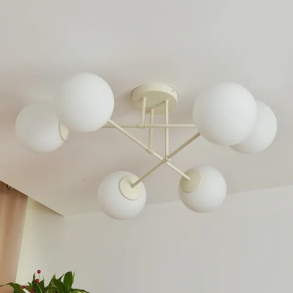 Lustră aplicată MOON, 6xE27/15W/230V, crem