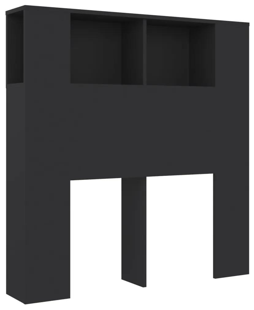 811908 vidaXL Tăblie de pat cu dulap, negru, 100x18,5x104,5 cm