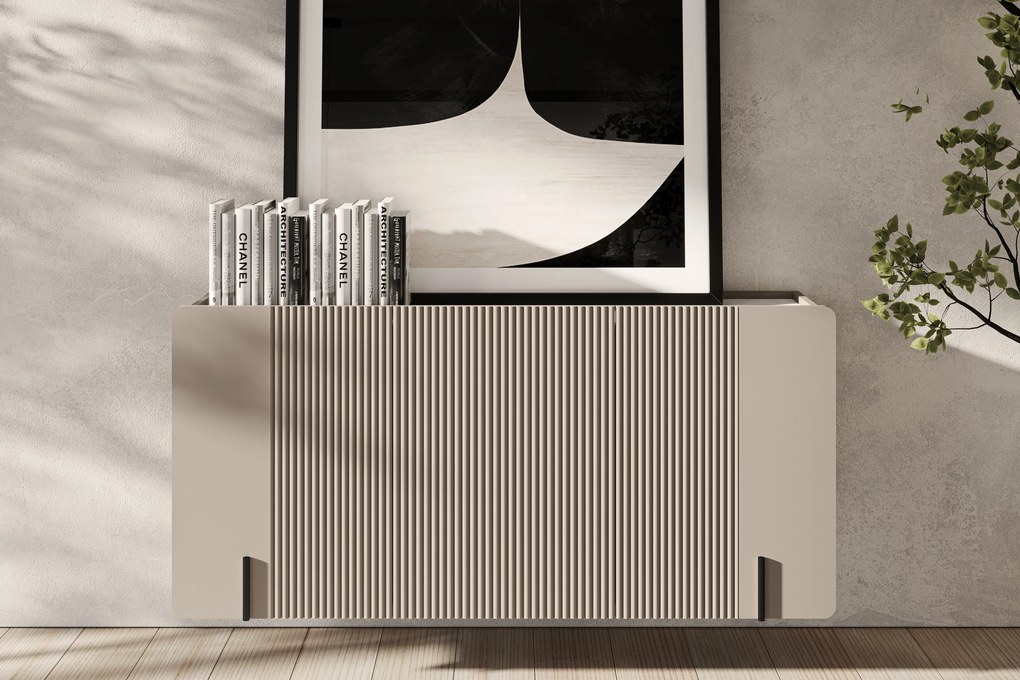 Comodă suspendată Malmi trei uși 150 cm - cashmir / crema bianca / negru