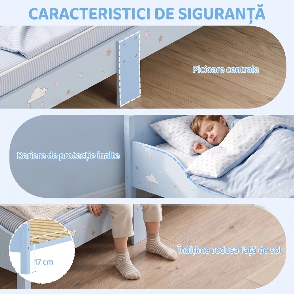 AIYAPLAY Pat Montessori pentru Copii 3-6 Ani Model Nor pentru Camera Copilului, 146 x 76,5 cm, Albastru | Aosom Romania