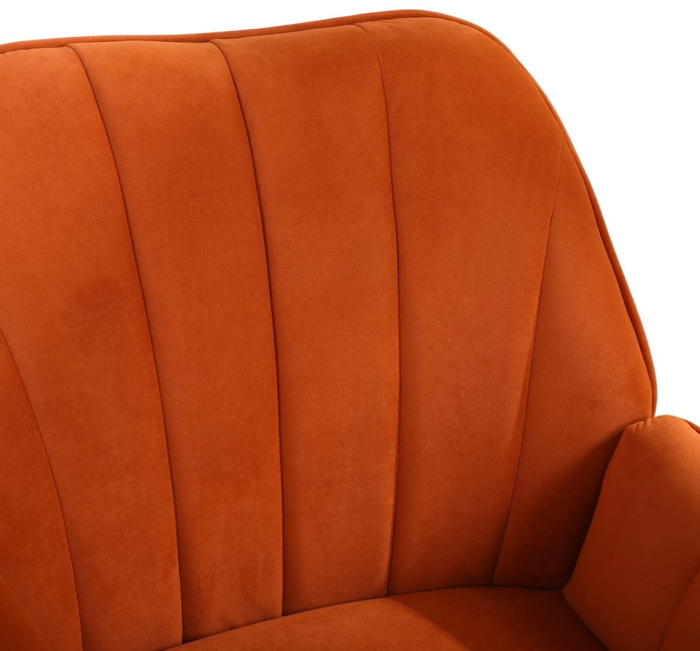 Fotoliu de salon din catifea, Design ergonomic, Portocaliu