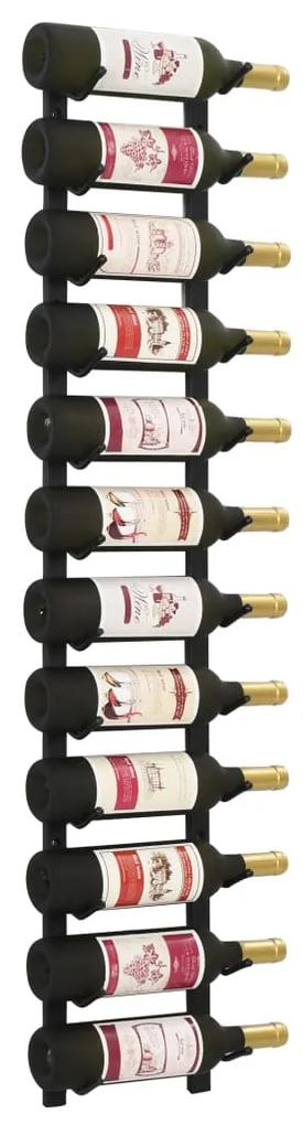 Suport sticle de vin montat pe perete, 12 sticle, negru, fier Negru, 1, 12
