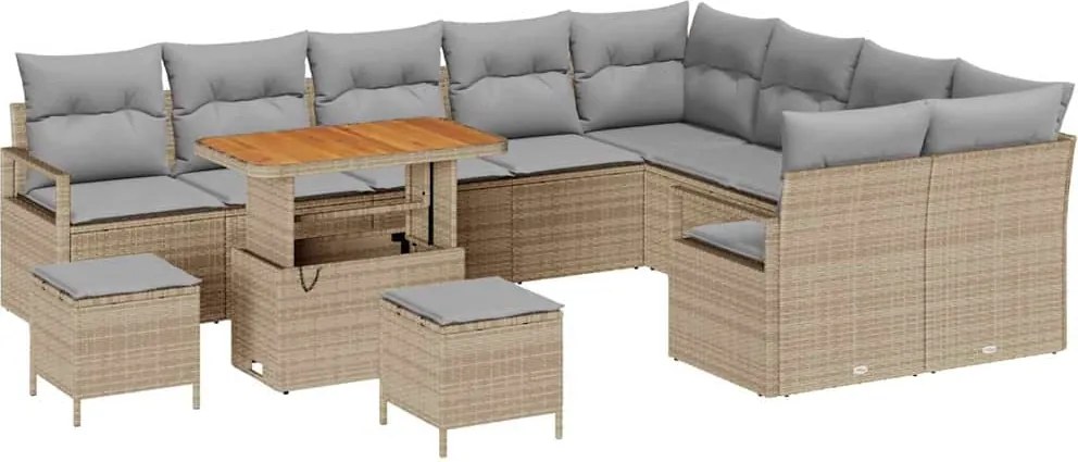 vidaXL Set de canapele pentru grădină 12 pcs Beige și gri deschis