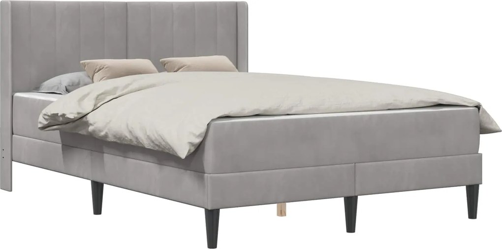 vidaXL Cadru de pat cu saltea Gri deschis 140 x 200 cm Catifea