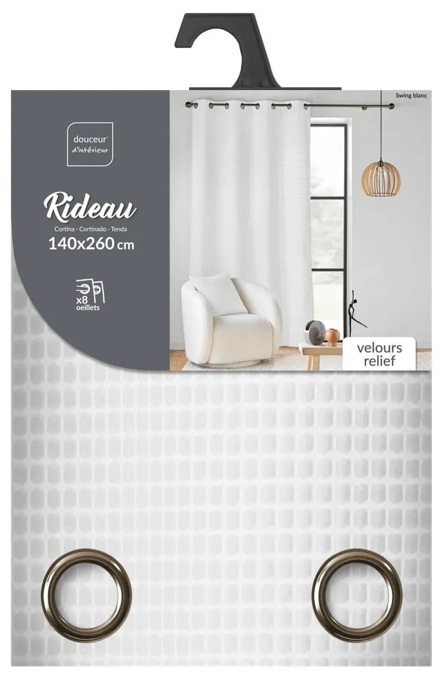 Draperie albă din catifea 140x260 cm Swing – douceur d'intérieur