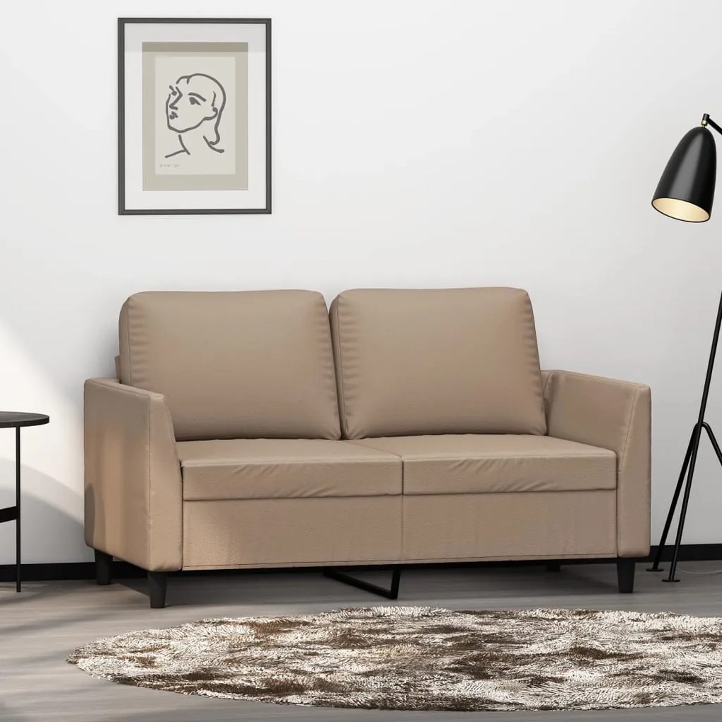 348916 vidaXL Canapea cu 2 locuri, cappuccino, 120 cm, piele ecologică