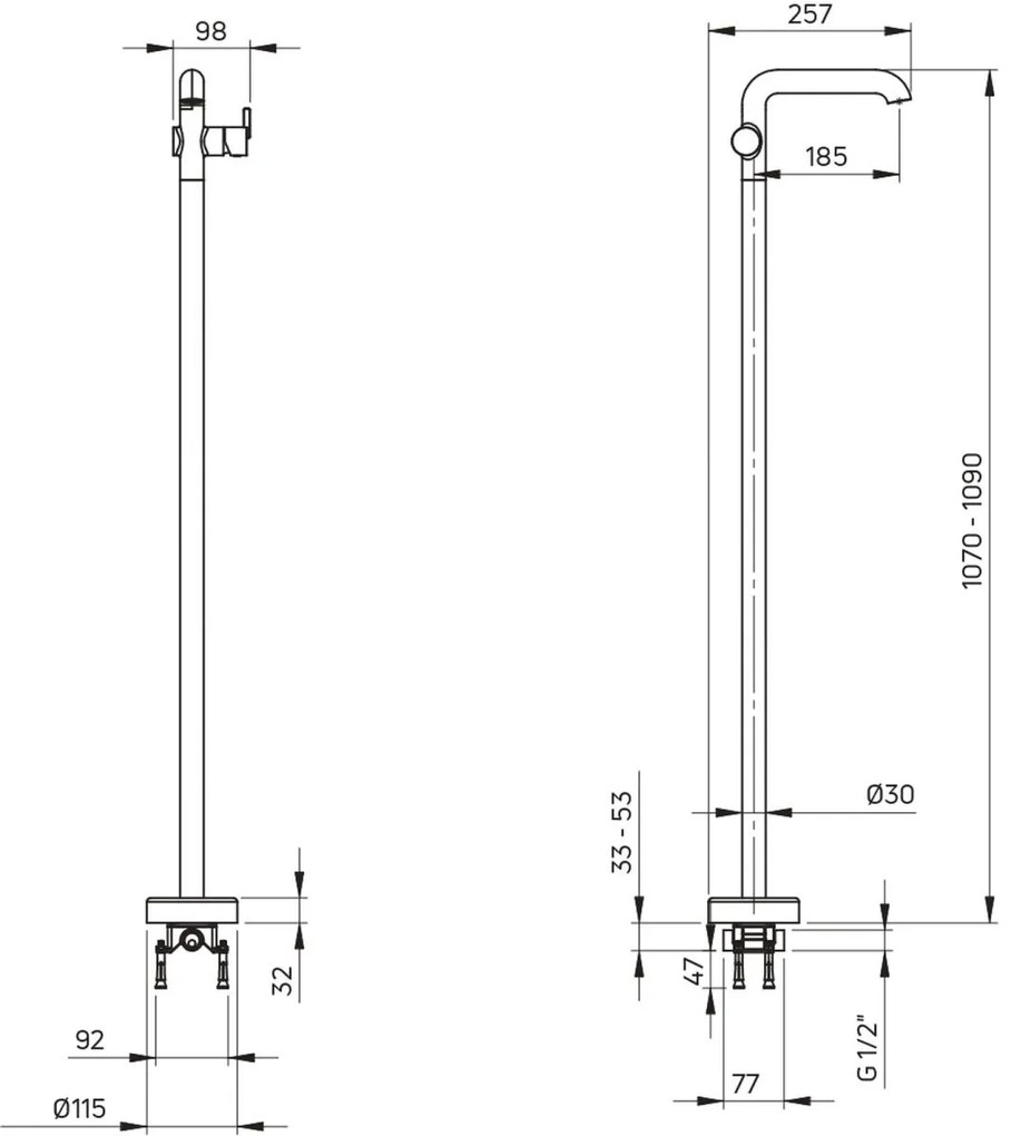 Baterie pentru lavoar, de sine statatoare, otel, Deante Silia Otel