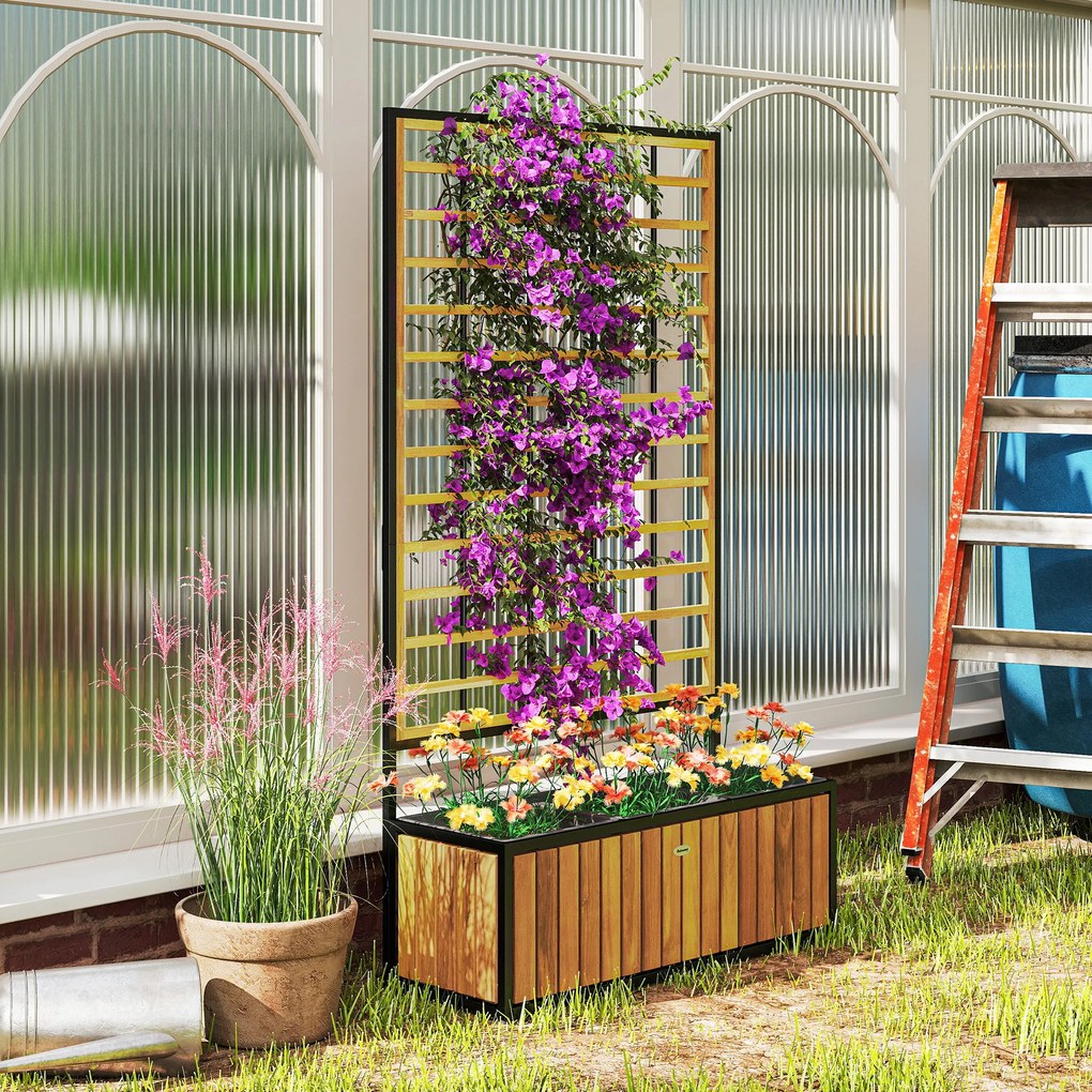 Outsunny Jardiniere cu trei pat înalt de grădină orificii de drenaj din lemn de salcâm industrie 74 x 27 x 131 cm tec | Aosom Romania