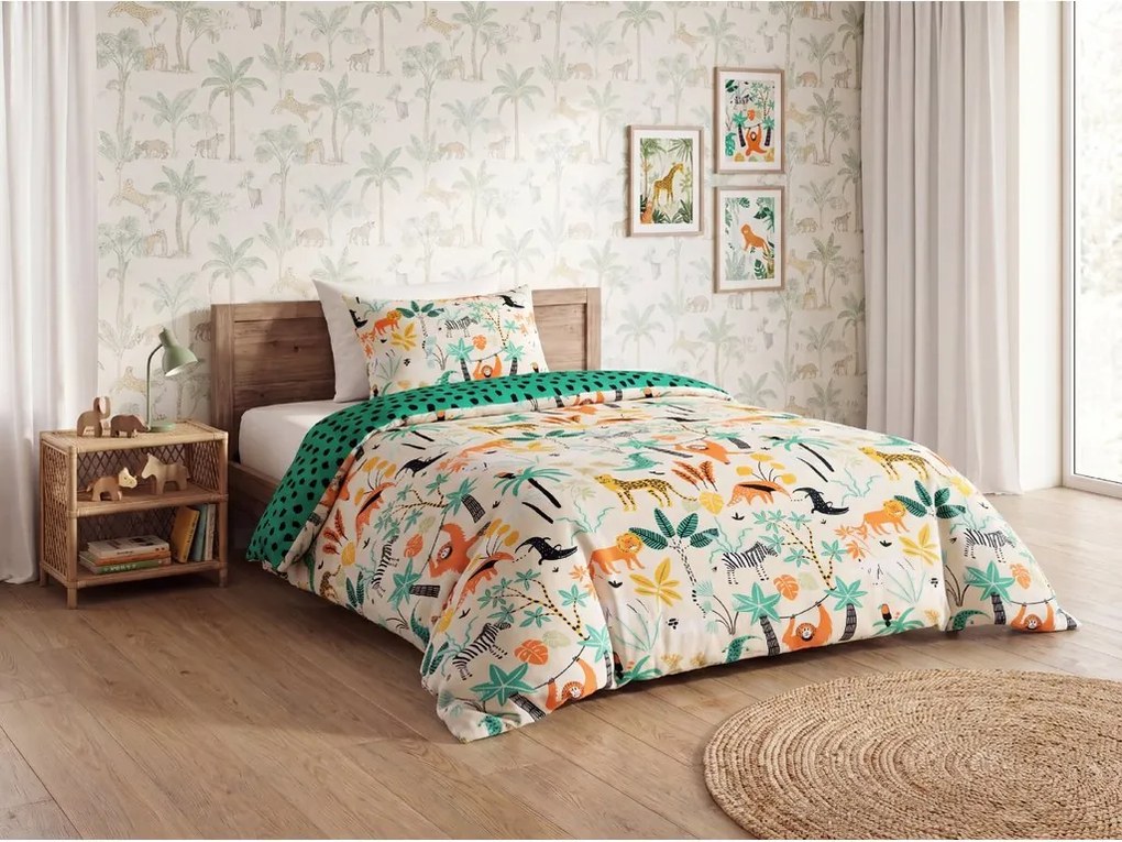 Lenjerie de pat din microfibra pentru copii JUNGLE FRIENDS colorat Dimensiune lenjerie de pat: 70 x 90 cm | 140 x 200 cm
