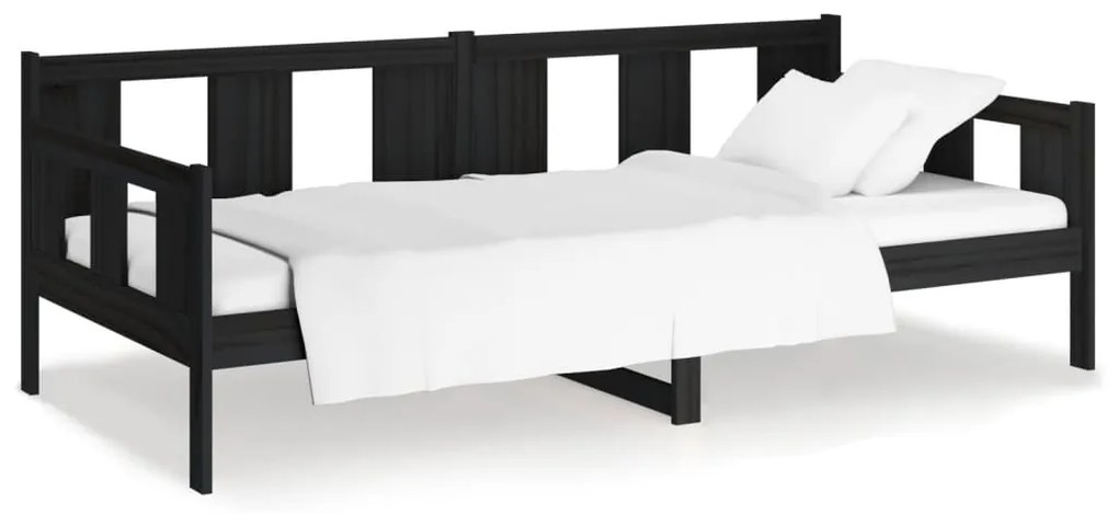 820276 vidaXL Pat de zi, negru, 80x200 cm, lemn masiv de pin