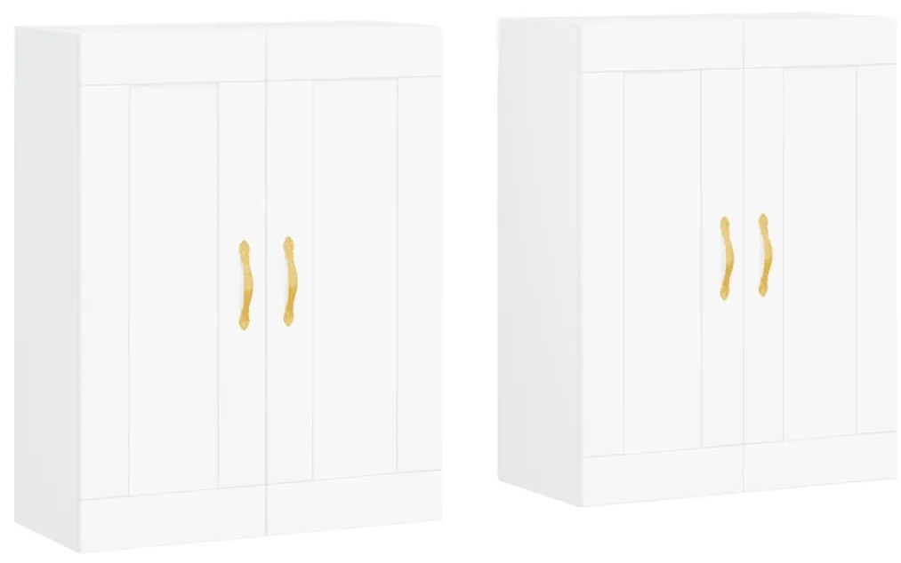 vidaXL Dulapuri montate pe perete, 2 buc, alb, lemn prelucrat