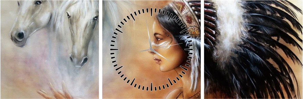 Tablou - Farmecele indienilor (cu ceas) (90x30 cm)