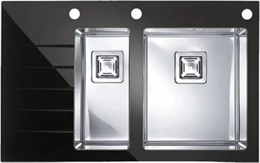 Chiuveta inox Alveus Crystalix 20 inox - negru 86x54 cm dreapta