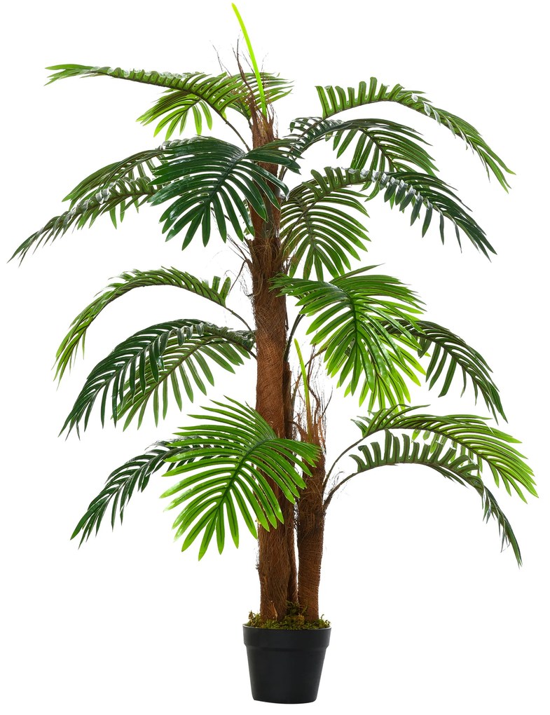 Outsunny Palmier Artificial Inaltime 1,2 m Copac Artificial Trunchi Ramuri Lichen Frunze Realiste Ghiveci Inclus | Aosom Romania