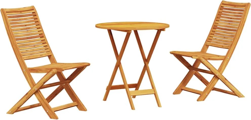 vidaXL Set Bistro Pliabil 3 pcs Maro Lemn Solid de Acacia