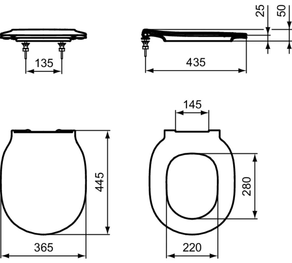 Capac WC ultra plat, 365x445x50 mm, alb