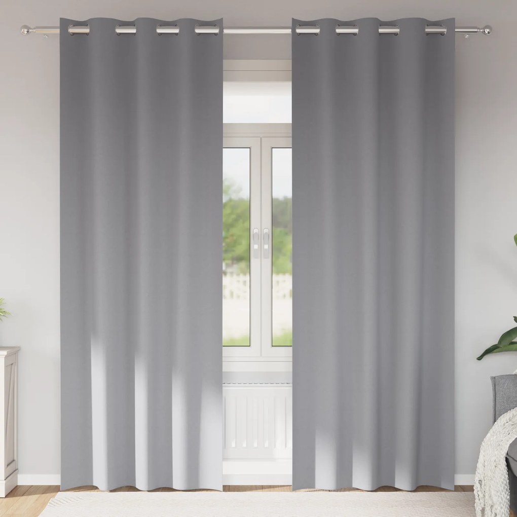vidaXL Perdele cu perdele 2 pcs Gri deschis 225 x 140 cm Poliester