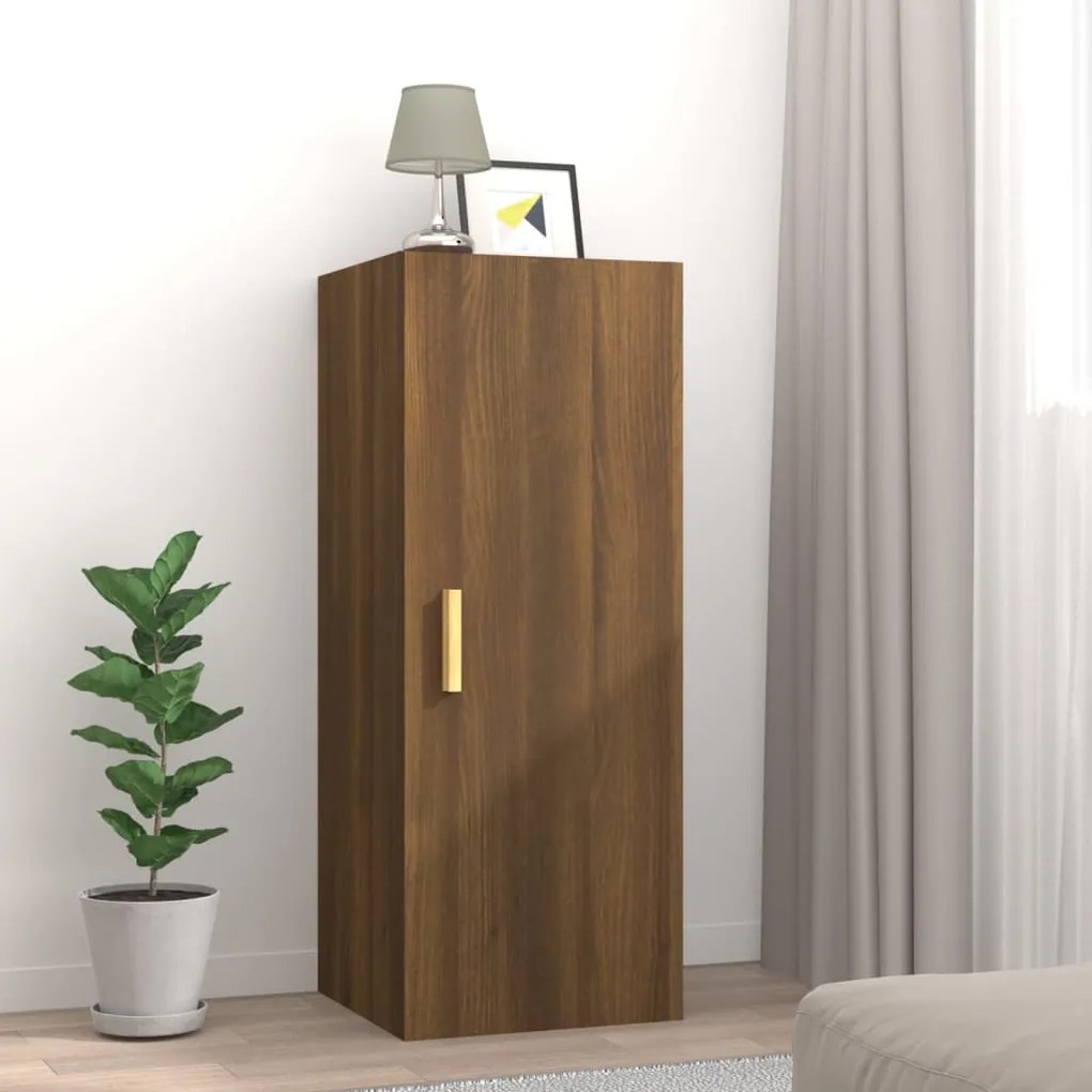 817440 vidaXL Dulap de perete, stejar maro, 34,5x34x90 cm, lemn compozit