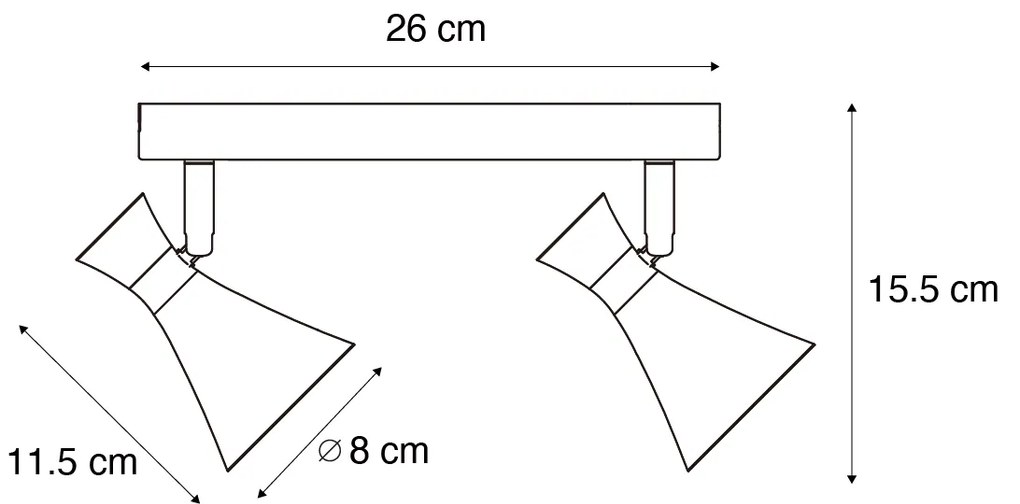 Spot de plafon modern negru cu 2 lumini reglabil - Triangle