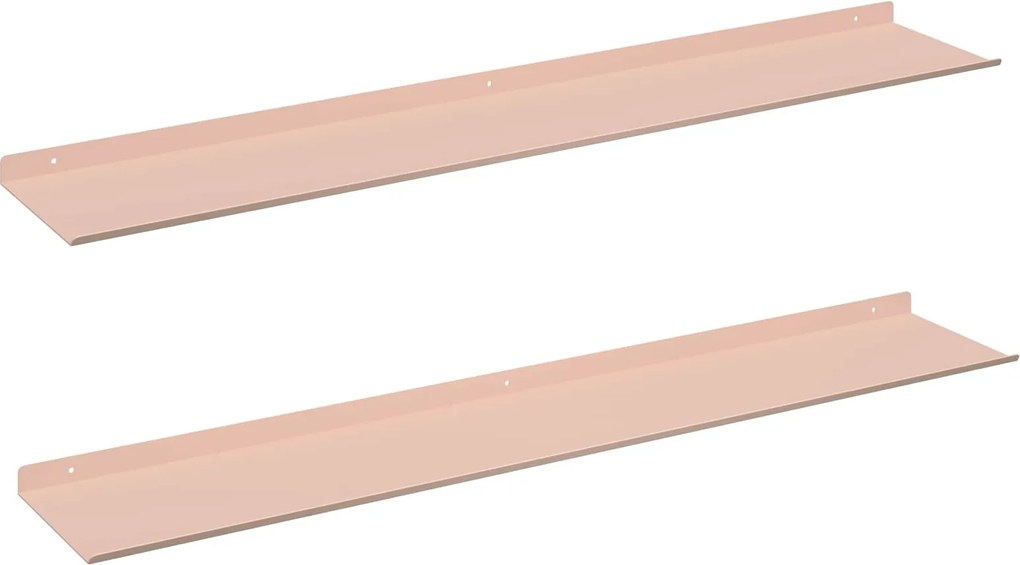 vidaXL Raft suspendat Pe perete 2 pcs Roz 100 x 18 x 2,5 cm Oțel