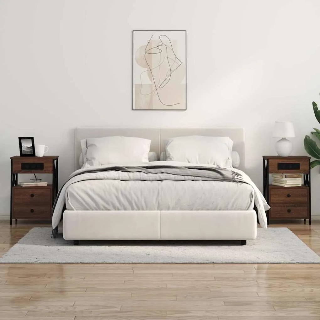 vidaXL Dulap de noapte 2 pcs Stejar brun 40 x 31 x 60 cm Lemn compozit