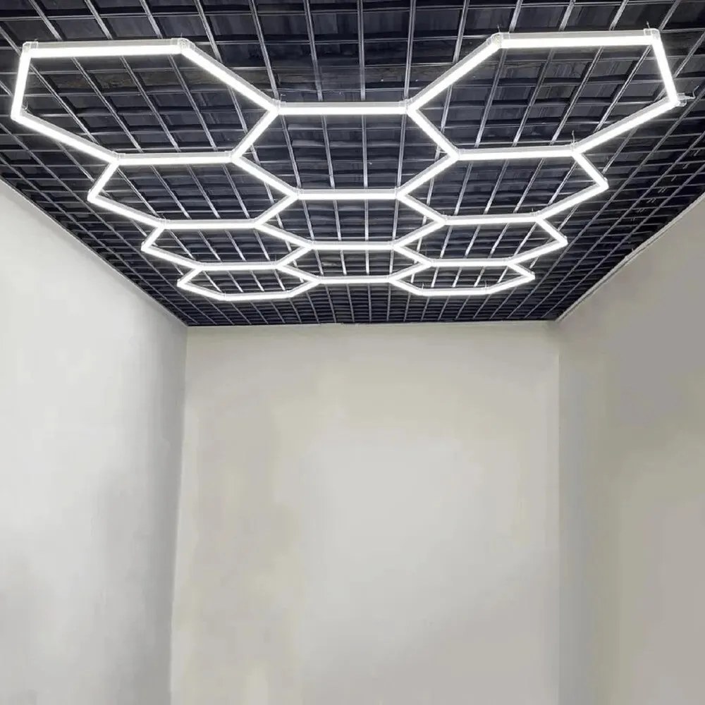 Panou LED HoneyComb, 11 Hexagoane, Lumină Rece 6500K, 368W