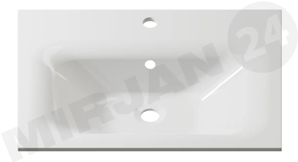 Mobilier baie Mendana (Alb + lucios Alb) (cu chiuvetă) (cu iluminat LED). 1103993